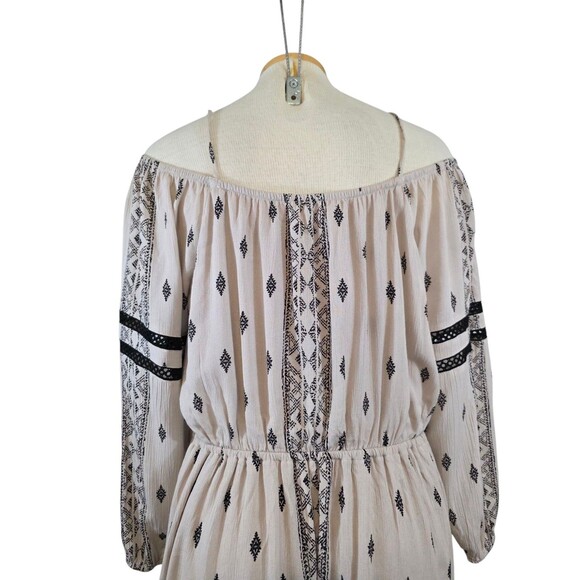 Maurices Dress Womans Large Tan Boho Aztec Southwest Off Shoulder NWT - Picture 5 of 12